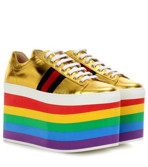 rainbow gucci shoes|gucci rainbow platform sneakers.